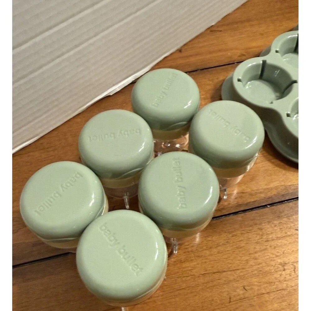 BABY BULLET 6 Storage Cups  Replacement Containers with Date Dial Lids And Tray